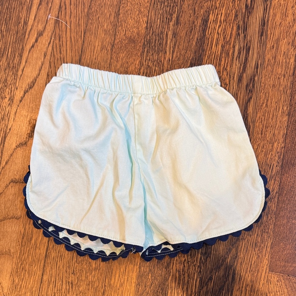 Bailey Boys Mint Shorts with Navy Ricrac Trim